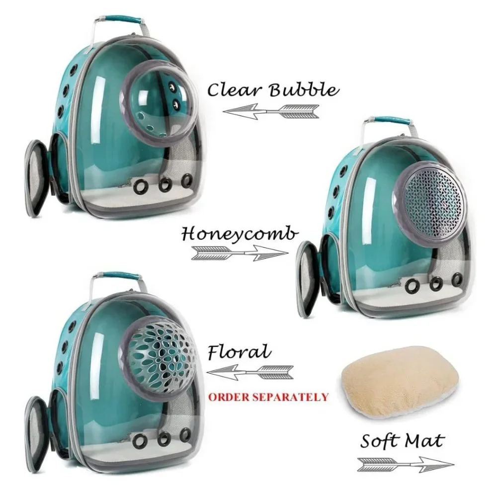Space Capsule Bubble Cat Backpack Carrier Waterproof Green Pet Backpack